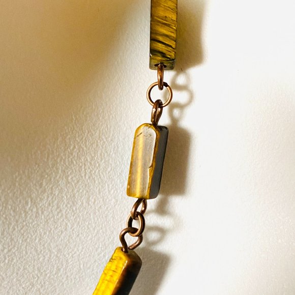 Rustic Natural Tigers Eye Necklace, Genuine Gemstone + Copper Chain - Picture 8 of 13